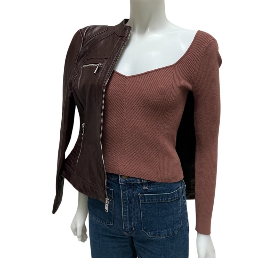 Abercrombie Fitch LuxeLoft Top Women's Ribbed Sweetheart Neck Brown Sz S‎ Preppy - Picture 10 of 16